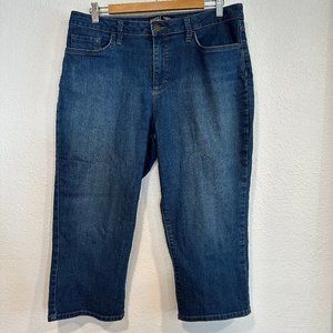 Riders by Lee Mid Rise Capri Jeans Dark Blue Stretch Denim W34xL20.5 Women Sz 14